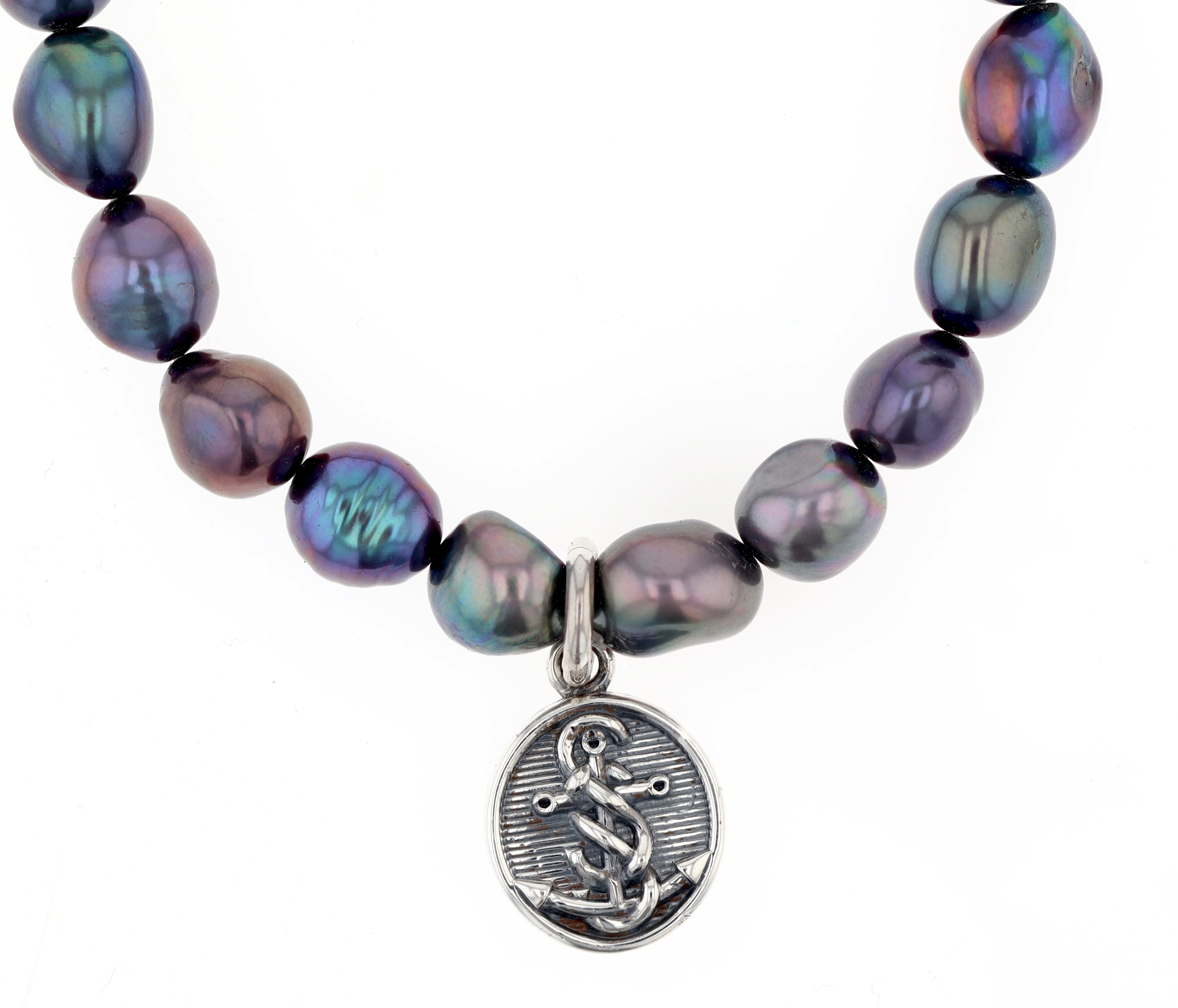 Salty Sister with Button Pearl Bracelet - Antique Finish