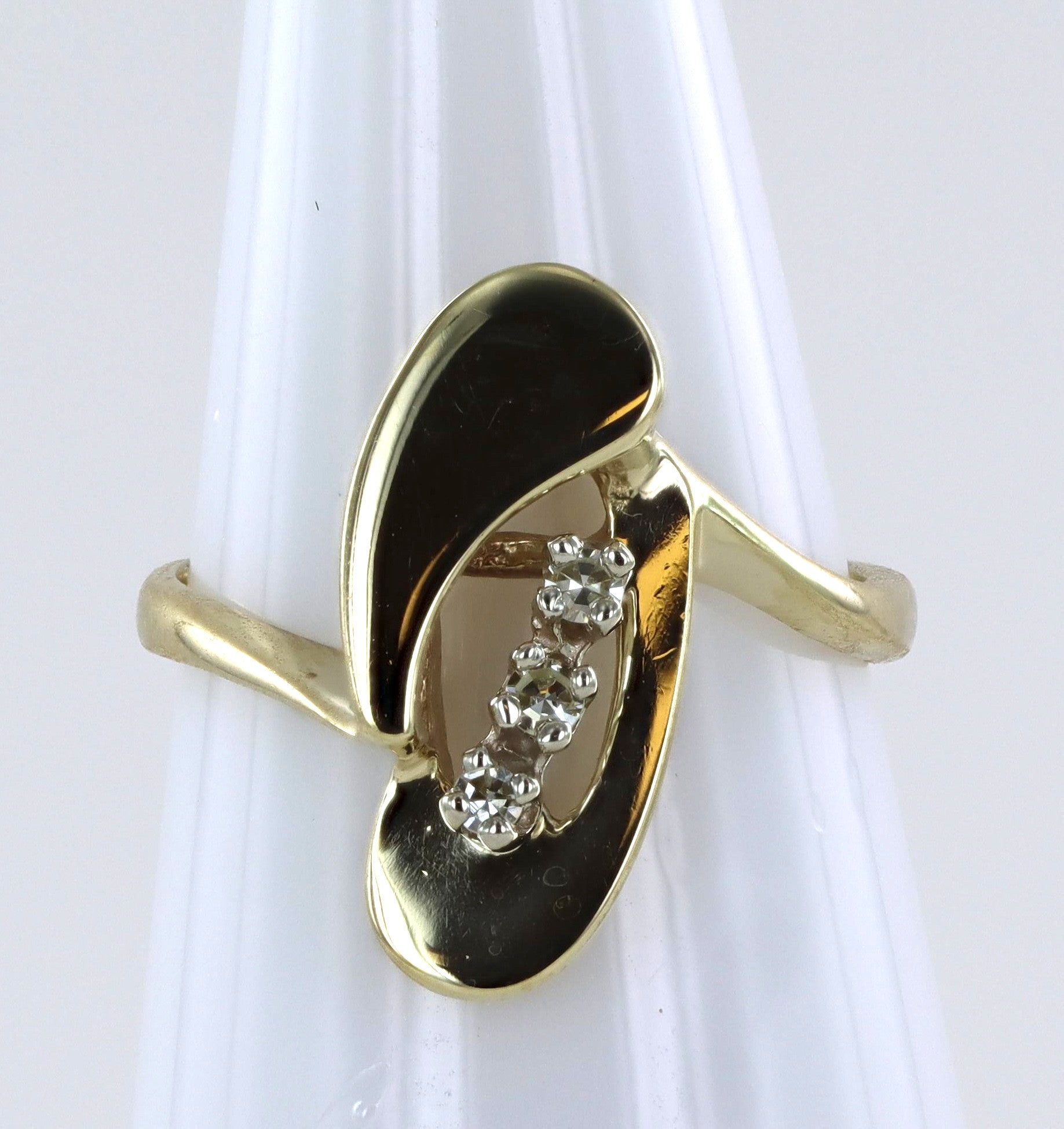 Lady's 10K Yellow Gold Ring with 3 diamonds size 4.5