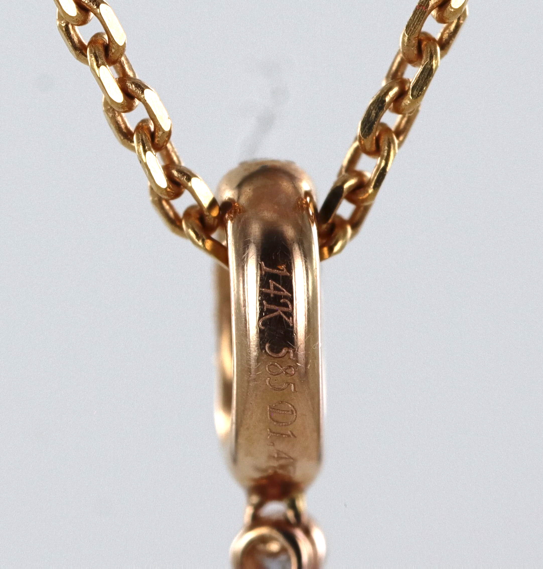 14K Rose and White Gold and Diamond Tear shaped Pendant with 20" Chain