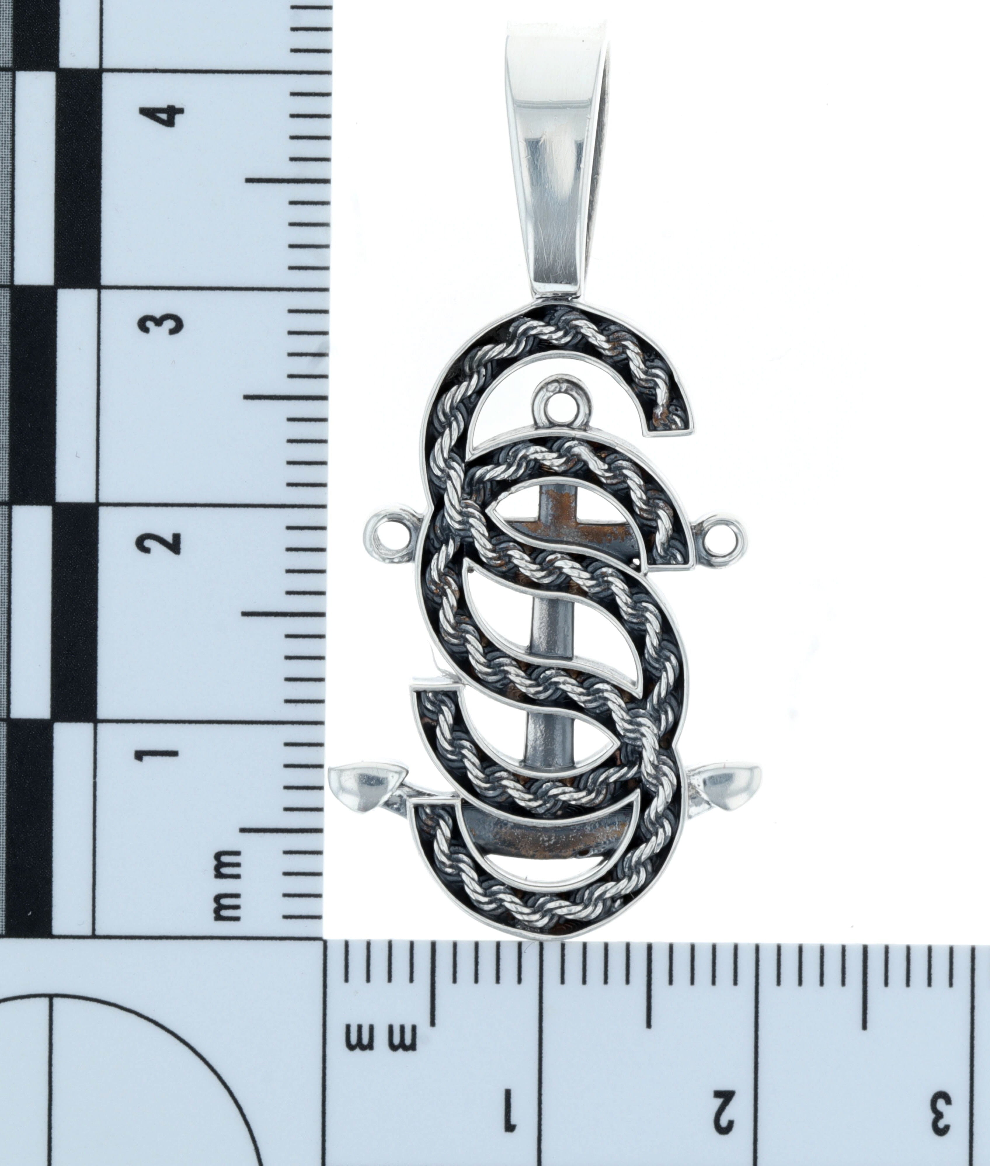 Large Silver Salty Sisters Rope Anchor Pendant